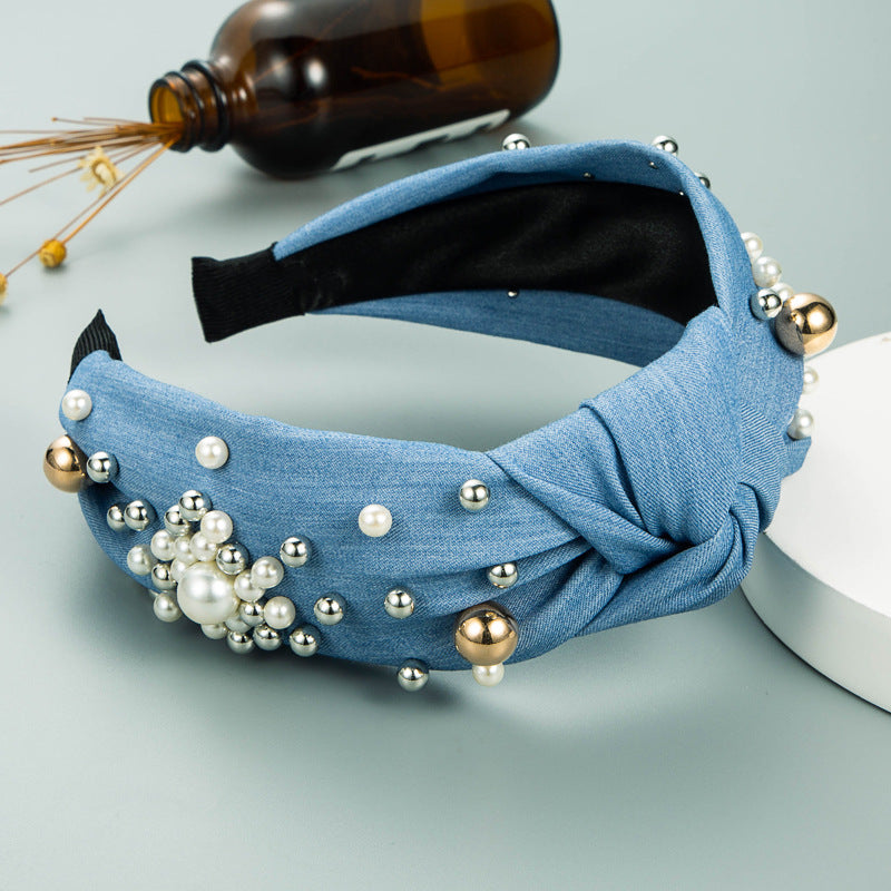 Pearl Bow Knotted Wide Headband