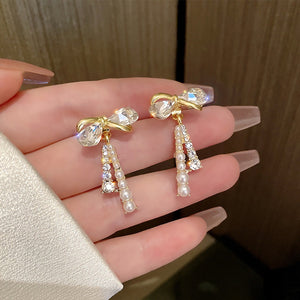 Bow Pearl Drop Earrings