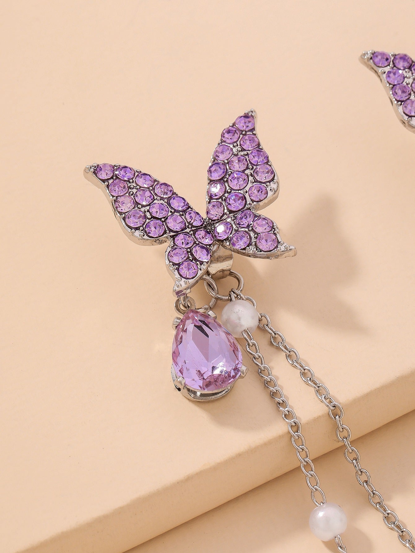 Purple Butterfly Tassel Earrings