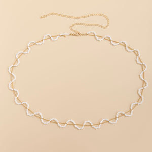 Waist Necklace (white & gold)