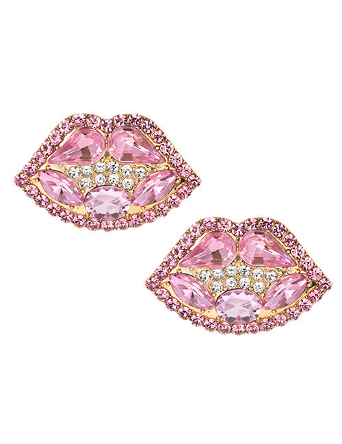 Diamond Lip Stud Earrings